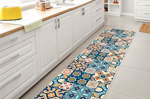 GLHOME Idee per la casa GL Home Tappeto Cucina Antiscivolo Made in Italy Passatoia Antimacchia Multiuso Corridoio Soggiorno Lavabile in Lavatrice - Mattonella Multicolor - 50x350 cm
