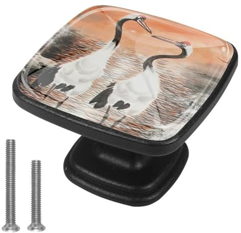 suojapuku Pomello quadrato per mobile, confezione da 4,gru forestale,Ferramenta per armadietti da cucina per maniglie per cassettiere e cassettiere