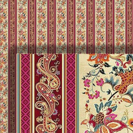 Melody Jane Dolls House Wallpaper Floral Stripe Pattern 1/2 inch 1:24 Miniature Print 583