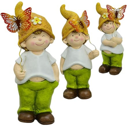 BESPORTBLE 3stücke Teiliges Gartenfigur GNOME Aus Keramik Kreative Gartendekoration Für Garten Rasen Und Terrasse Wetterfest Und Langlebig Geschenkidee Für Gartenliebhaber