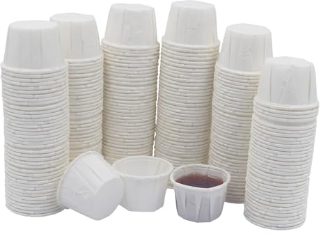 1000 x 1oz/28ml Round Waxed Paper Souffle Pots, Bodegradable Sauce Pots, Dipping Cups, Ramekins, Condiments, and Portions Cups
