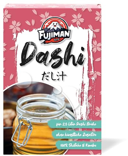 FUJIMAN Dashi Brühe Beutel, küchenfertig | Dashi Paket aus Shiitake & Kombu - japanische Würzbrühe | vegan, glutenfrei, laktosefrei, ohne Geschmacksverstärker (5 x 8 g)