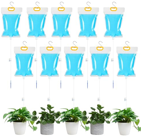10Pcs 3.5L Plant Watering Devices, Plant Watering Bags with Adjustable Control Valve Switch, Drip Watering Spikes for Indoor and Outdoor Potted Plant