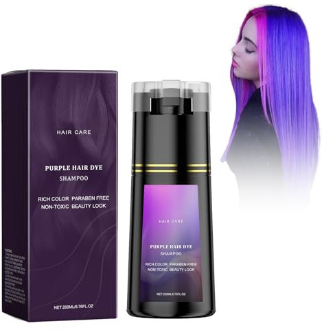 Hair Dye Shampoo Naturale per Capelli Vegetali, Colora I Capelli in Minuti, Lavaggio 3 in 1, Per La Copertura Dei Capelli Grigi, Sicuro Di Lunga Durata E Facile Da Applicare (Viola, 200 ml)