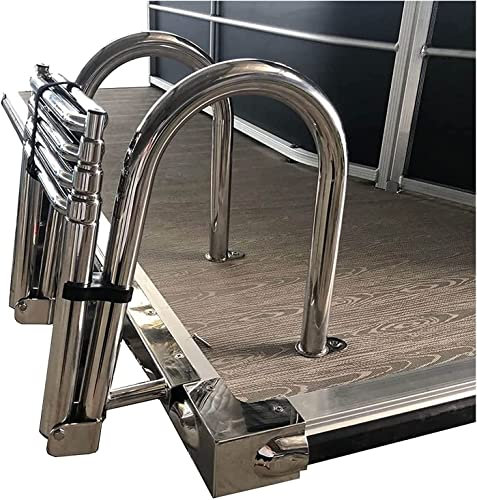 DLNTXFDG Scala telescopica a 4 gradini per Piscina/Barca, scaletta Pieghevole telescopica Posteriore per pontoni con Maniglie e gradini Extra Larghi, carico 150 kg