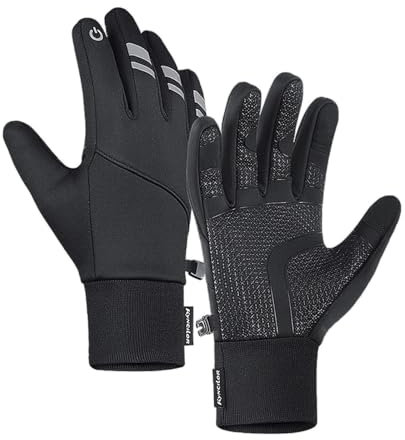 Generisch Frostfit - Thermo Handschuhe, Warme Winterhandschuhe mit wasserabweisender Beschichtung und Touchscreen-Funktion, für Schnee Skifahren Laufen Radfahren Autofahren (B-Schwarz, XL)