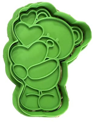 Tagliabiscotti.it - Osetto con Cuori - Stampo per creare decorazioni in pasta di zucchero o biscotti, baby shower, battesimo - Nascita - Compleanno Cookies cutter - Tagliabiscotti - 8cm x 6cm