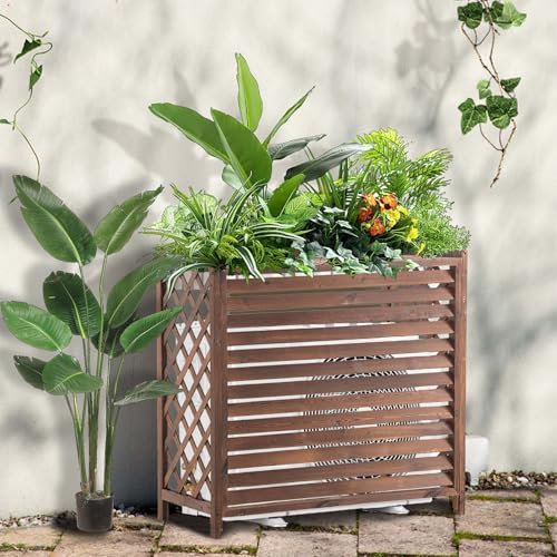 Telaio in legno massello per condizionatore d'aria per esterni, copertura decorativa per termosifone, espositore per piante carbonizzate, vaso da fiori decorativo (M)