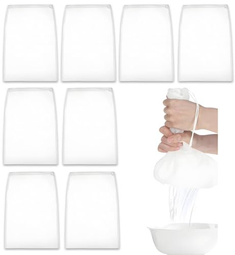 8pcs Cheese Cloths for Straining, Reusable Straining Bag, Muslin Cloths for Cooking, Nut Milk Bag, Filter Bag Suitable for Nut Milk,Juice,Coffee,Vegetable Juice,Grape Wine