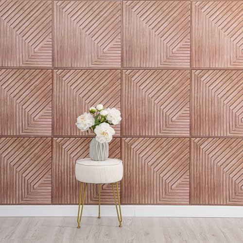 Tokenhigh 10 pièces de panneaux muraux 3D autocollants, papier peint effet lattes de bois de 30x30 cm, carreaux muraux imperméables à coller et à décoller, autocollants muraux décoratifs à motif de