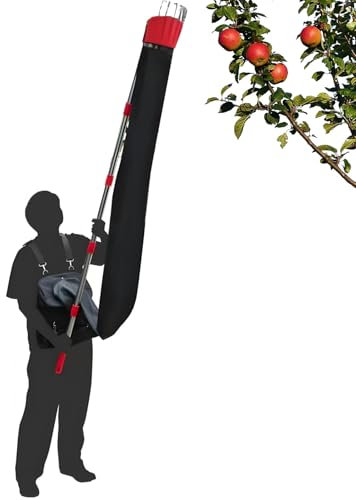 yeeplant Obstpflücker aus Aluminiumlegierung mit 3,5 m Teleskopstange, Korb und gebogenem Kopf für die Litschi-Ernte