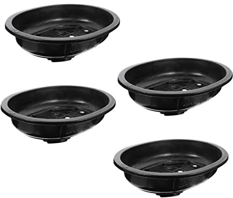 Toyvian Lot de 4 Grands Pots de Jardin Ovales en Plastique pour Bonsaï et Orchidées, Jardinières de 36 Cm Drainage, Adaptés Balcon, Bureau et Jardin Intérieur/extérieurs
