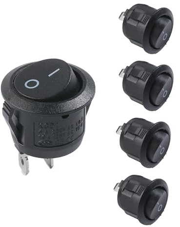 Xibao 5PCS Interruttore Pulsante Rontondo per Auto,Mini Interruttore a Levetta Rotondo a 2 Poli,Mini Interruttori a Levetta Rotondo a 2 Poli,6A/250V 10A/125V AC, Adatto per Veicolo,Auto,Motociclette