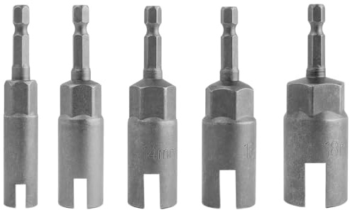 Treki 5 Pieces Power Wing Nut Driver Set Slot Wing Nuts Drill Bit with 1/4 Hex Shank Wing Nut Driver Bits for Panel Nuts Screws Eye C-Hook Bolt, Q-Hanger (10/12/14/16/18mm)