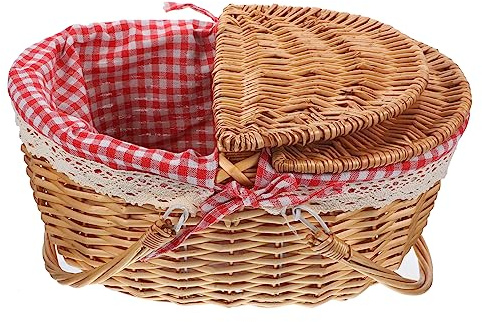 TOYANDONA Cestino Picnic in Vimini con e Doppie Maniglie Portatile per Picnic Matrimoni e per e Snack Dimensioni