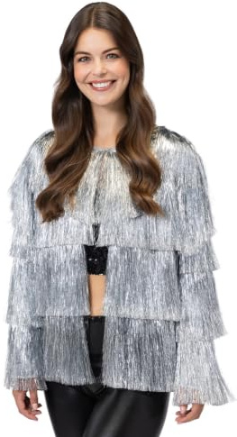 Boland 44599 - Partyjacke mit Glitzerfransen, Jacke für Silvester, Mottoparty, Karneval, Festival