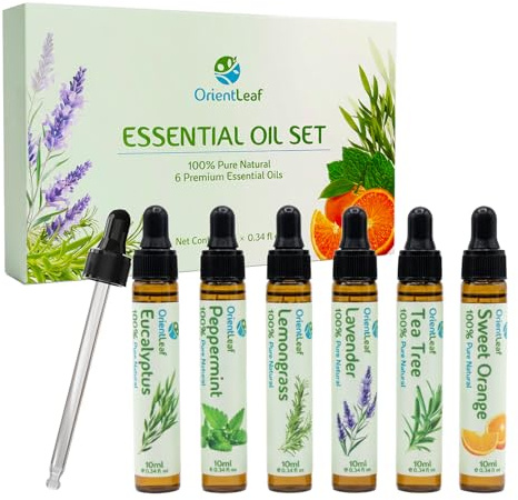 Essential Oils for Diffusers for Home, Birthday Gifts, Teacher Gifts for Women, Diffuser Oil for DIY Candle, Aromatherapy, Humidifiers, Peppermint, Tea Tree, Lavender, Eucalyptus, Orange, Citronella