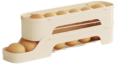 Huevera - Dispensador transparente de huevos giratorios, bandeja organizadora para frigorífico | Para, puerta del refrigerador, mesa, contenedor de almacenamiento automático, hueveras