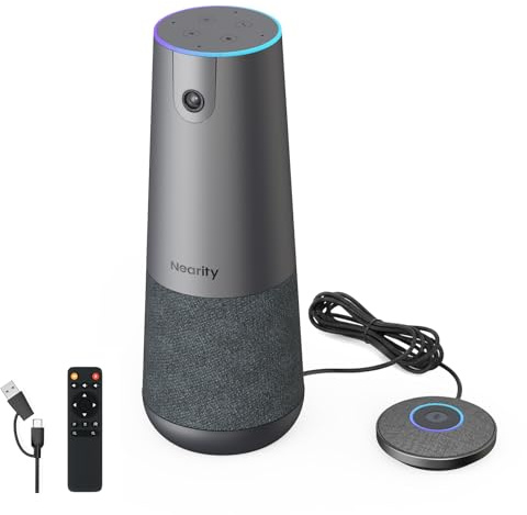 NEARITY 120 Max 4K Videokonferenz-Webcam mit Mikrofon und Lautsprecher, 8MP CMOS All-in-One Webcam mit 4 Noise Cancelling Mikrofonen, 5X Zoom FHD/AI Auto-Framing/Plug&Play für Zoom/Teams/Google Meet