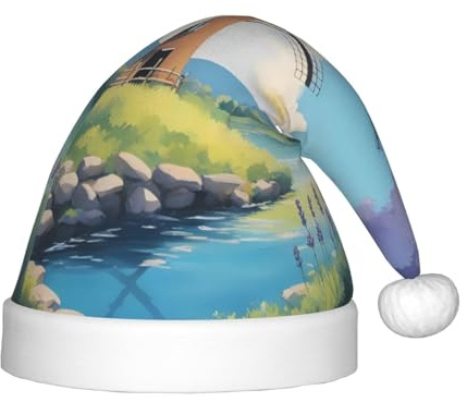 XZDAL beautiful river windmill Festival Santa smooth touch Hat for Holiday Party Costume Accessories Decoration