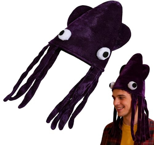 Genérico Gorros Divertidos para Niños,Gorro de Disfraz de Calamar Transpirable - Gorros de Animales Marinos para - para Fotografía, Espectáculos, Halloween, Navidad, Cumpleaños, Niños, Adultos,