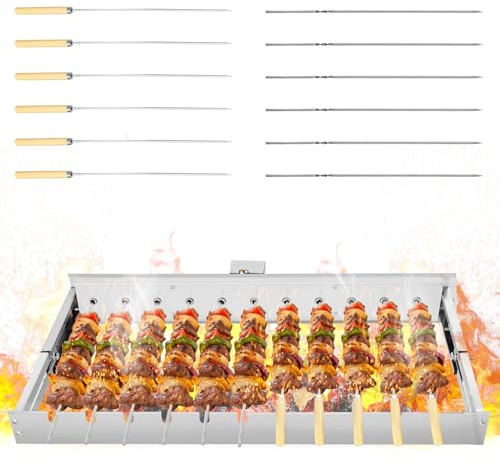 wowspeed Elektrischer Spiessdreher 60cm Edelstahl Schaschlikgrill Breitenverstellbar 16-30cm, Drehspiess mit Motor und USB, Drehspieß Rotisserie, Elektrische Grill für Outdoor Terrasse Garten Party