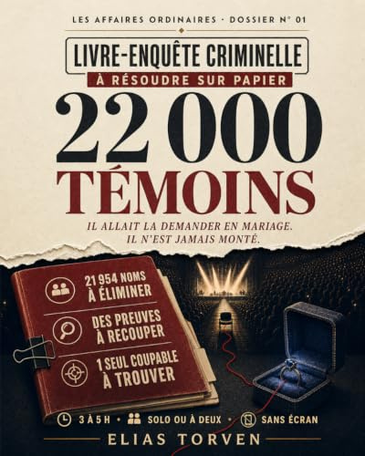 22 000 TÉMOINS: Livre-enquête criminelle à résoudre sur papier