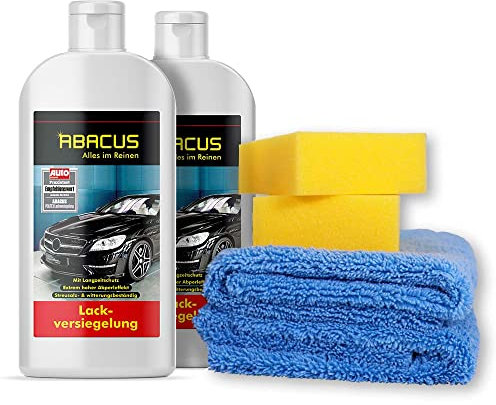 ABACUS® 2x 500 ml Politex - Lackversiegelung mit Carnaubawachs mit Tuch und Schwämmen (7043)