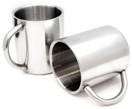 2er SET Edelstahl Becher/Thermobecher doppelwandig isoliert 220ml, Trinkbecher/Tasse in der Farbe Silber - Marke Ganzoo