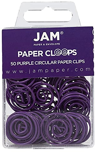 JAM PAPER Kreisförmige Büroklammern - Runde Büroklammern - Violett - 50/Packung