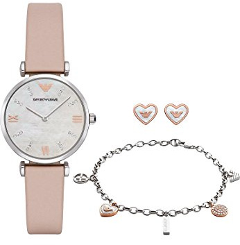 Emporio Armani Uhr für Damen , Zweizeiger Uhrwerk, 32mm na Edelstahlgehäuse mit Lederarmband, AR8039
