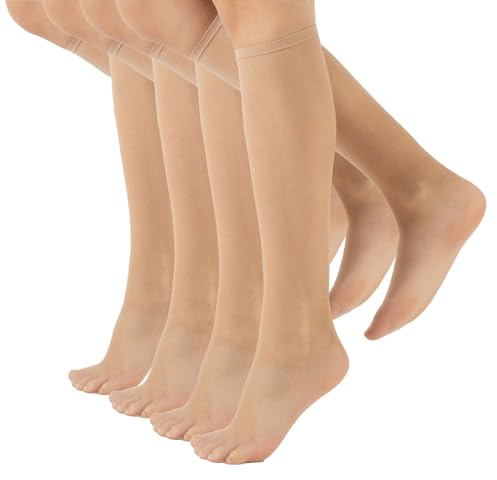 PACK 4 PAIA GAMBALETTI VELATI | CALZE SOTTO IL GINOCCHIO 15 DEN | NATURALE, NERO | CALZETTERIA ITALIANA (4 PAIA - NATURALE)