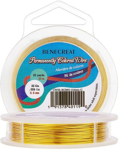 BENECREAT 22Gauge (0.6mm) Fil en Or résistant à la ternissure Fabrication de Bijoux en Fil de Cuivre, 20M/22Yard