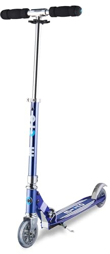 Micro Scooter | Micro Sprite Classic Kids Scooter | 5 to 12 Years | Boys & Girls | 360° Steering & Kickstand | Handlebar Adjustable & Foldable | Super Lightweight | 100kg Weight Limit | Blue Stripe