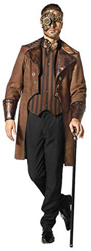 TH-MP Edles Steampunk 2 Teiliges Kostümset Herren Gehrock Weste Rollenspiele Cosplay Fark Kostüm braun Fasching Karneval (60)