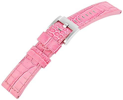 TW Steel Echt Leder Armband, 22 mm, rosa, Silber, Schließe