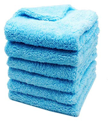 Kingsheep Lot de 6 Chiffons Microfibre Voiture sans Bords,450GSM Ultra Absorbant Serviettes Microfibre pour Séchage Polissage Voiture 40x40cm(Bleu)