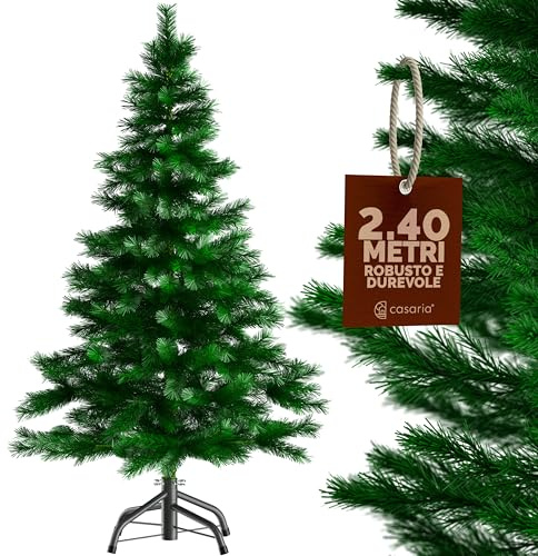 CASARIA® Árbol de Navidad Artificial Altura 240cm 1215 Puntas con Soporte Agujas PVC Pino Arvore de Natal Decoración Navideña Exterior