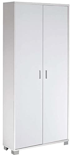 Sarmog Kit Armadio con 2 ante, Armadio salvaspazio, Armadio camera da letto, Design contemporaneo, Armadio salvaspazio H190 L83 P29 (Senza specchio, Bianco fiammato/Bianco fiammato)