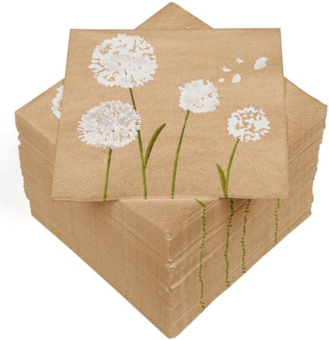 HEKU 30243-59 : Lot de 100 serviettes en papier triple épaisseur, pissenlits, autres