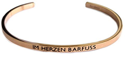 Eleganter Armreif rosegold mit Mantra und Spruch bis ca. 16 cm. Im Herzen Barfuss