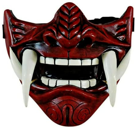 asky Demi-masque japonais Hannya Demon Oni Samourai Noh Kabuki Prajna Devil Demi Masque Cosplay