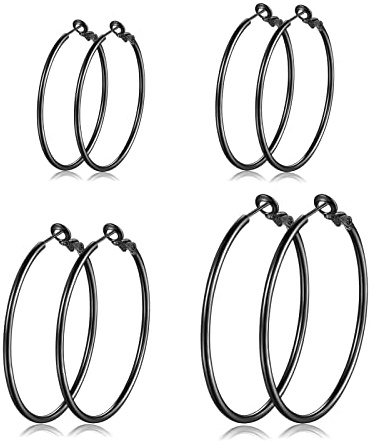 Creolen Silber 925 Ohrringe Groß 30/40/50/60mm- Hypoallergen Große Huggies Creolen Silber Damen Ohrringe Silber 925 Set Piecing Schmuck zum Dankeschön Geburtstag Nikolaus Weihnachten Damen Herren Geschenke