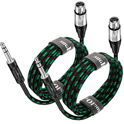 Augioth XLR Female to 1/4 3ft 2-Pack Balance 6.35mm TRS Plug to Cannon Mic Cable