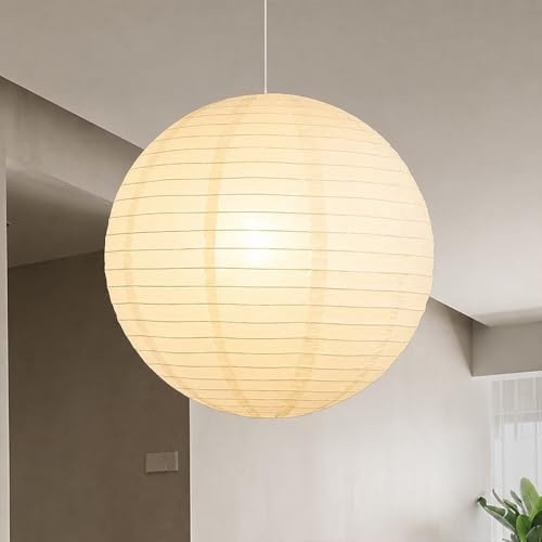 Lámpara colgante esférica de papel creativa, lámpara de techo de papel artístico de estilo japonés, candelabro decorativo ambiental para dormitorio, sala de estar, comedor.