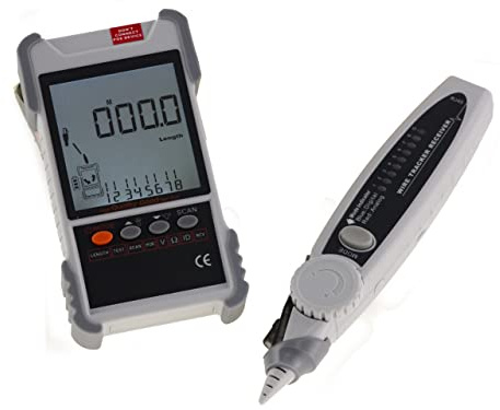 KALEA-INFORMATIQUE Professioneller digitaler LCD-Tester für RJ45 RJ11-Netzwerke. Mapping, Durchgängigkeit, Länge, POE, Spannung, Ortung, Taschenlampe - VP616 - Wiederaufladbar. | Wiederaufladbarer LCD-Tester RJ45/RJ11 mit Kartografie, Länge, Kontinuität, PoE und Kabelfinder.