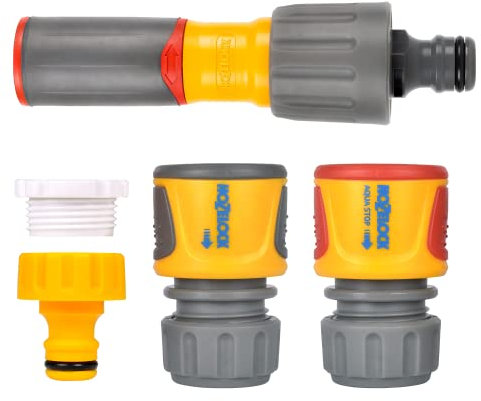 HOZELOCK - Starter Nozzle Kit 3-in-1 : Ergonomic Soft Grip Lance, Non-Slip, 3 Jets, 2 Connections Ø 12.5mm - Ø 15mm (1/2 - 5/8), 1 Tap Connection [‎100-100-228]