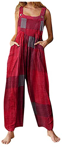 Umiquansome Combinaison Femme Chic Salopette Jeans de Travail ete Short et éLéGant Salopettes Combinaisons Rouge XL