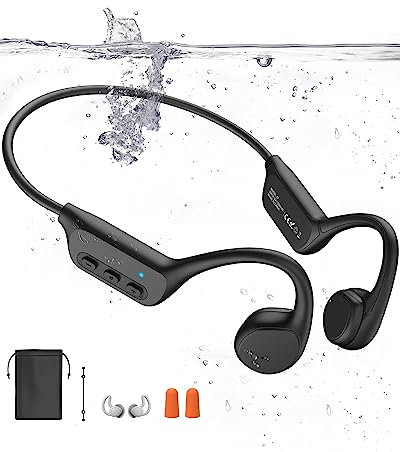 Swimming Headphones, Bone Conduction Headphones Built-in 32GB Memory, IPX8 Waterproof, Bluetooth 5.3, Open Ear Waterproof Headphones with MP3 Player for Swimming, Surfing, Running