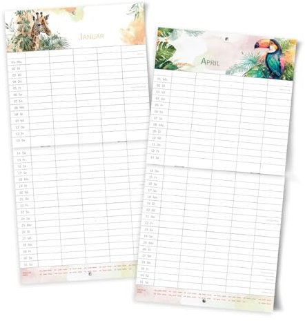 Familienplaner 2024 5 Spalten Wandkalender I Tiere I Zum Aufhängen zB. in der Küche I Familienkalender, Wandkalender I Monatskalender mit Schulferien und Feiertagen, Stundenplänen uvm
